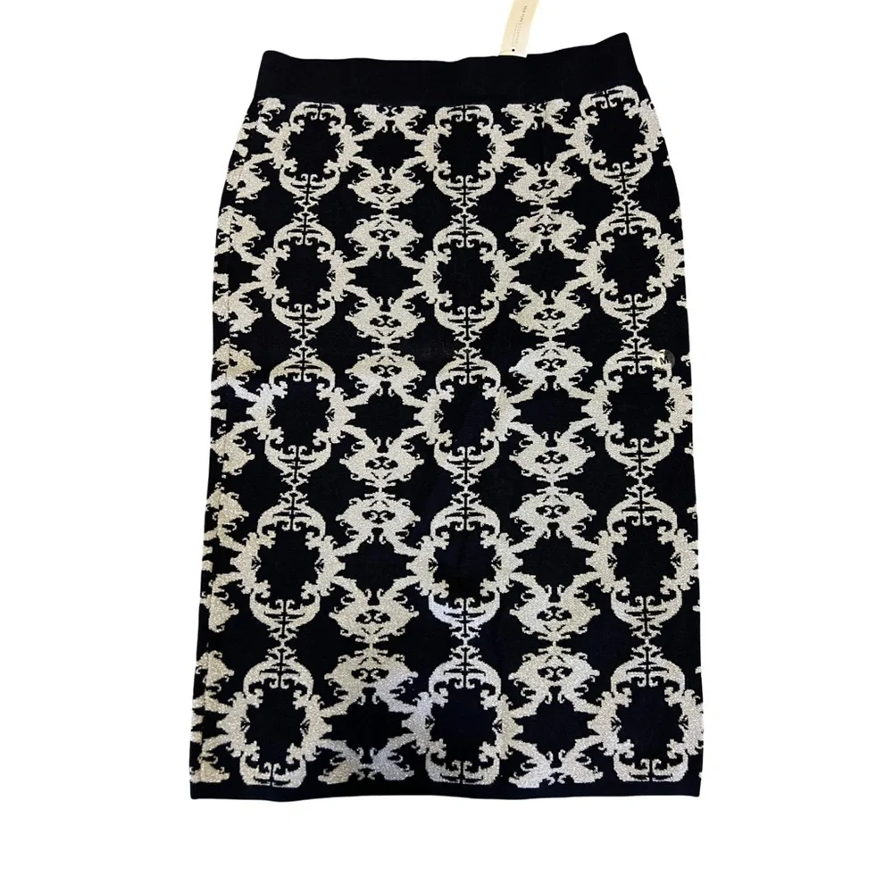 NY&Co Black Silver Metallic Pencil Skirt NWT M - Picture 2 of 16